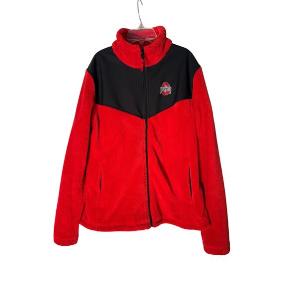 Columbia Ohio State Buckeyes Red Black Jacket Large Women's Fleece - Picture 1 of 5